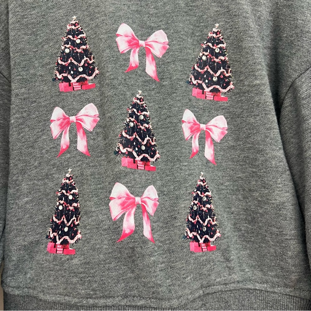 Pink Rhinestone Christmas Tree Sweatshirt - Picture 2 of 4